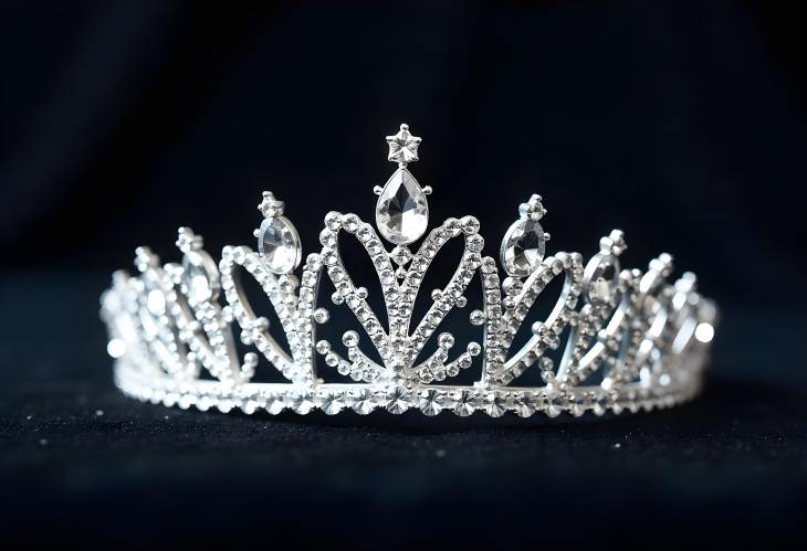 Elegant Pageant Crown with Diamonds and Crystals on Velvet